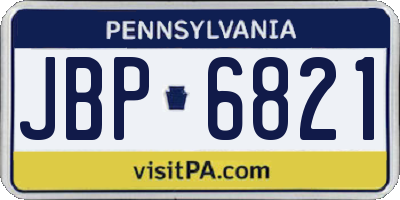 PA license plate JBP6821