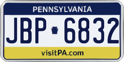 PA license plate JBP6832