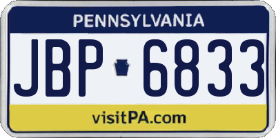 PA license plate JBP6833