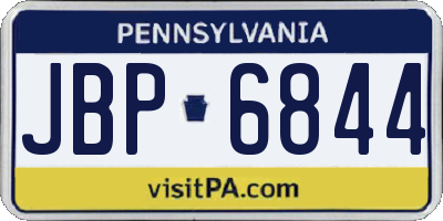 PA license plate JBP6844