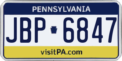 PA license plate JBP6847