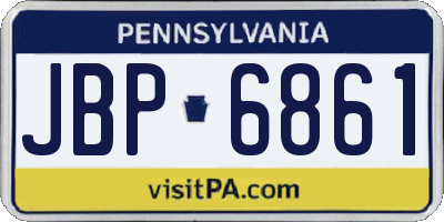 PA license plate JBP6861