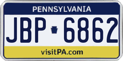 PA license plate JBP6862