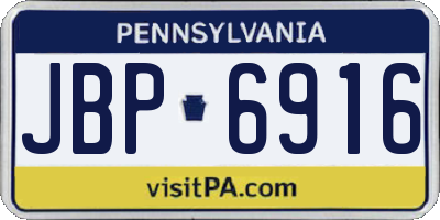 PA license plate JBP6916