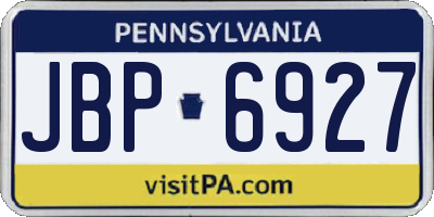 PA license plate JBP6927