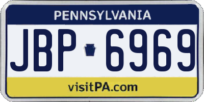 PA license plate JBP6969