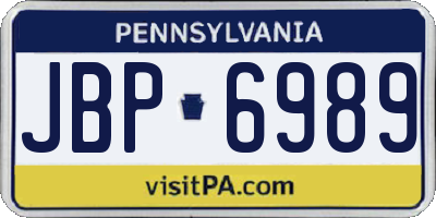 PA license plate JBP6989