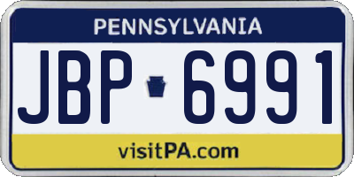 PA license plate JBP6991