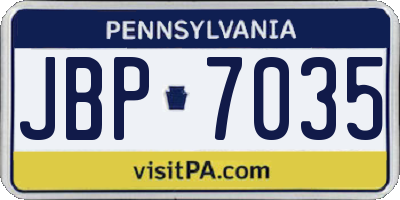 PA license plate JBP7035