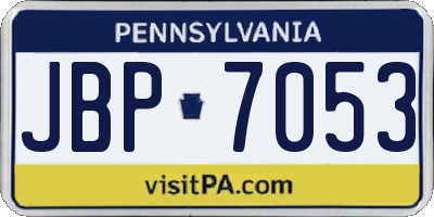 PA license plate JBP7053