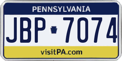 PA license plate JBP7074