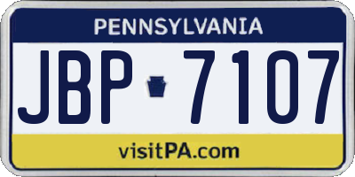 PA license plate JBP7107