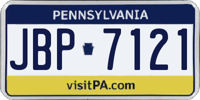 PA license plate JBP7121