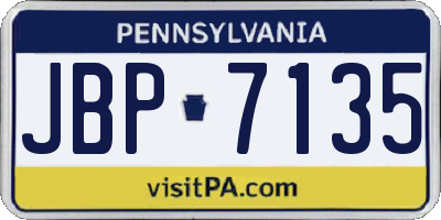 PA license plate JBP7135