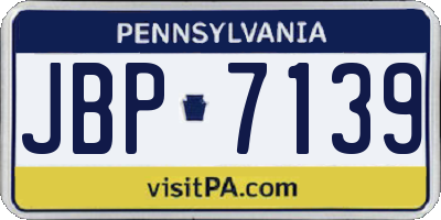 PA license plate JBP7139