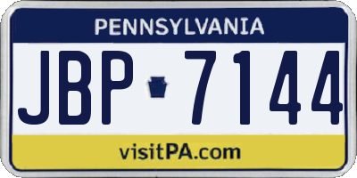 PA license plate JBP7144
