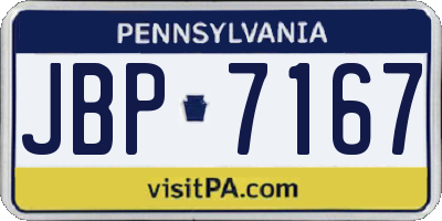 PA license plate JBP7167