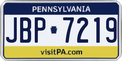 PA license plate JBP7219
