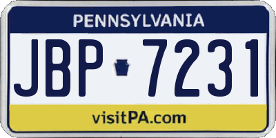 PA license plate JBP7231