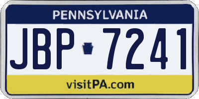 PA license plate JBP7241