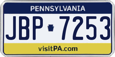 PA license plate JBP7253