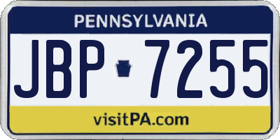 PA license plate JBP7255