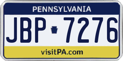 PA license plate JBP7276
