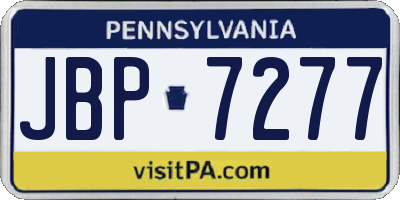 PA license plate JBP7277