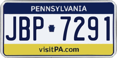 PA license plate JBP7291