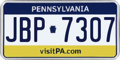 PA license plate JBP7307