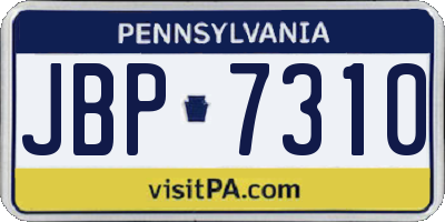 PA license plate JBP7310