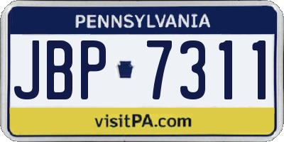 PA license plate JBP7311