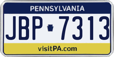 PA license plate JBP7313