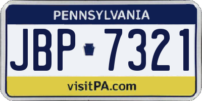 PA license plate JBP7321
