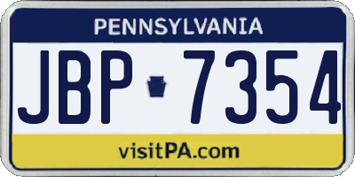 PA license plate JBP7354