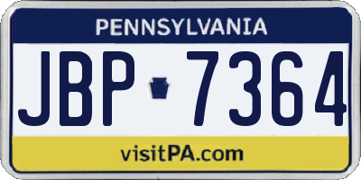 PA license plate JBP7364