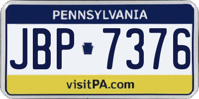 PA license plate JBP7376