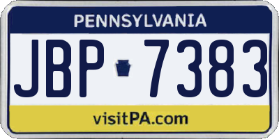 PA license plate JBP7383