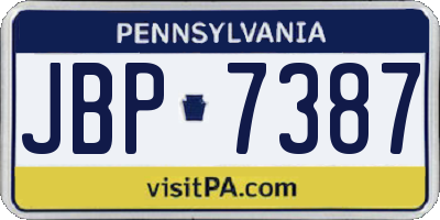 PA license plate JBP7387