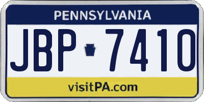 PA license plate JBP7410