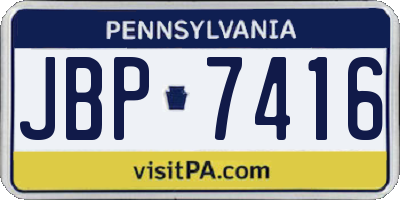 PA license plate JBP7416