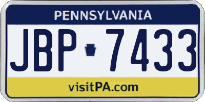 PA license plate JBP7433