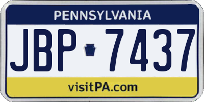 PA license plate JBP7437