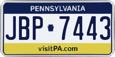 PA license plate JBP7443