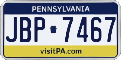 PA license plate JBP7467