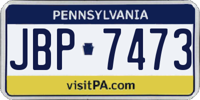 PA license plate JBP7473