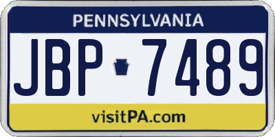 PA license plate JBP7489