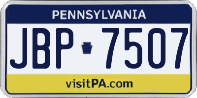 PA license plate JBP7507