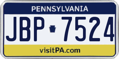 PA license plate JBP7524