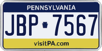 PA license plate JBP7567